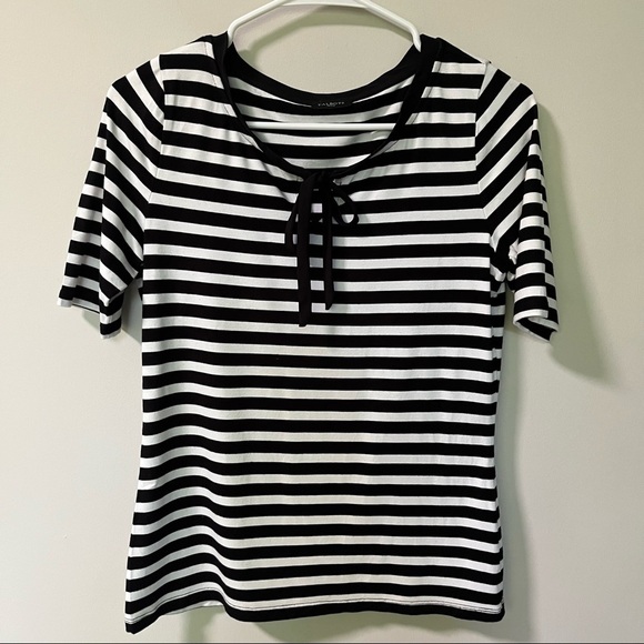Talbot Medium Black and White Striped Tops  Women - Picture 16 of 16